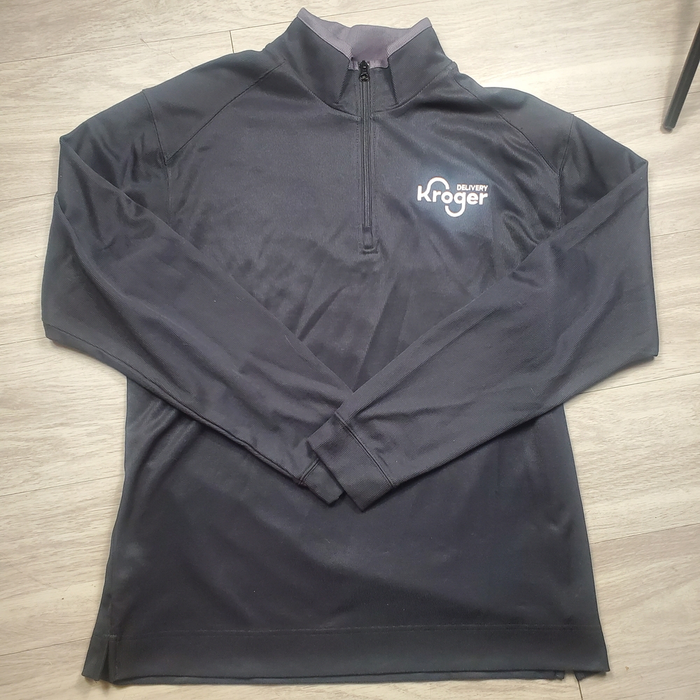 Kroger Delivery Quarter Zip Mens XL Black Workwear Zip Pullover Sweatshirt